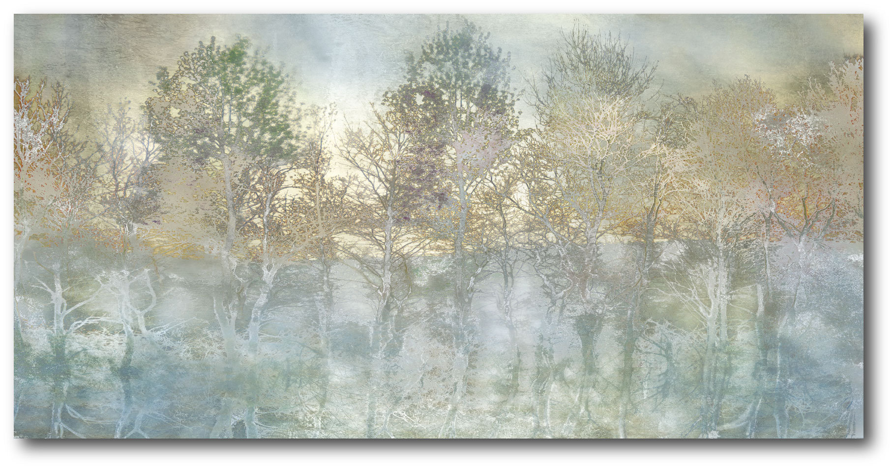 Ebern Designs 'Golden Trees' Graphic Art Print on Wrapped Canvas | Wayfair