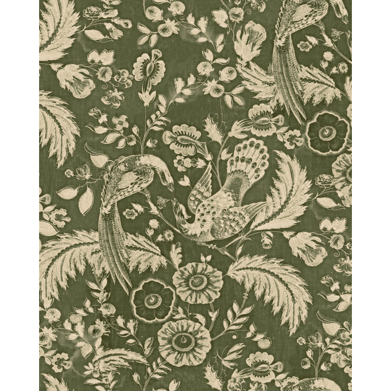 Tyrol Apres-Ski Home Floral Wallpaper Roll, Green/Taupe
