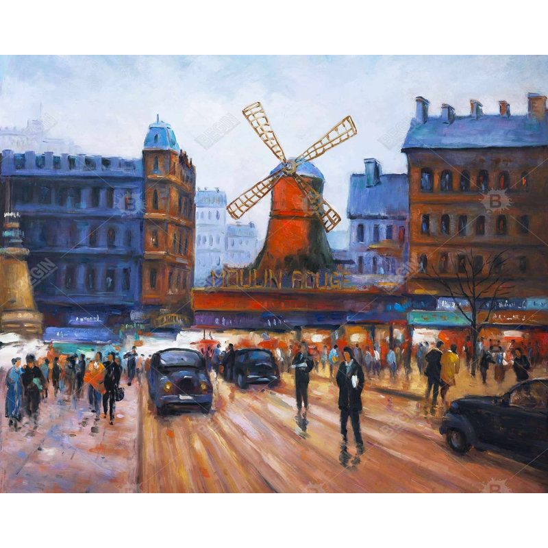 «Busy Street Moulin Rouge» sur toile