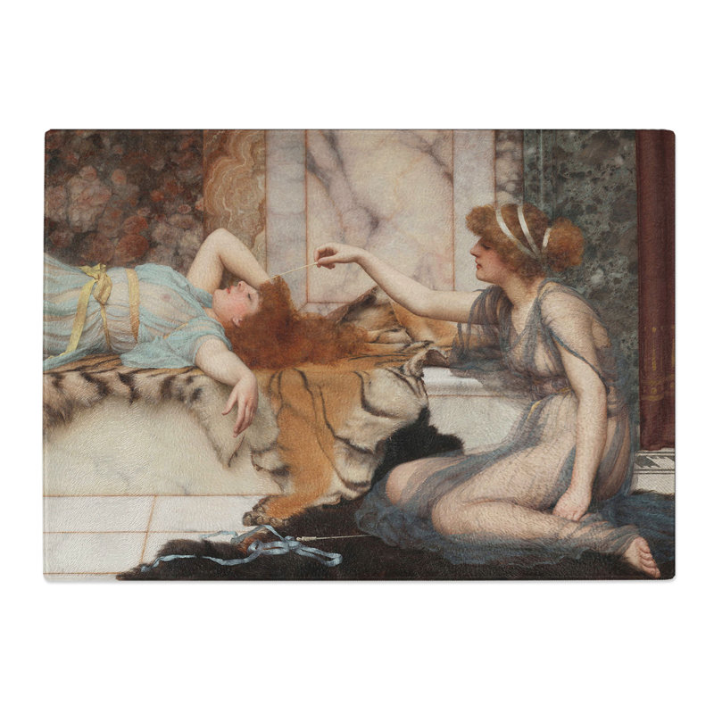 Mischief and Repose by John William Godward Chopping Board, 0.4cm H x 28.5cm W x 39cm L