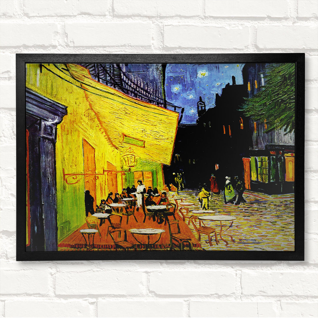 Cafe Terrace 2 von Vincent Van Gogh - Geschlossener Eckrahmen Kunstdrucke auf Holz