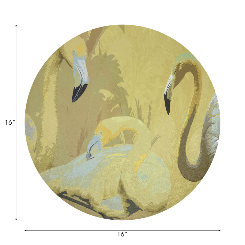 Palm Springs Vegan Leather Round Pebble Placemat, Golden