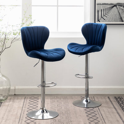 2 pièces bleues, rembourrées avec un rembourrage doux, fonction pivotante réglable, garniture d'aspect chic moderne - Hauteur pour plus de commodité