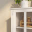 Armoire de rangement à double porte en verre, armoire d'appoint moderne avec poignées en forme de cloche uniques, crédence de rangement fonctionnelle pour le salon, la cuisine et le couloir