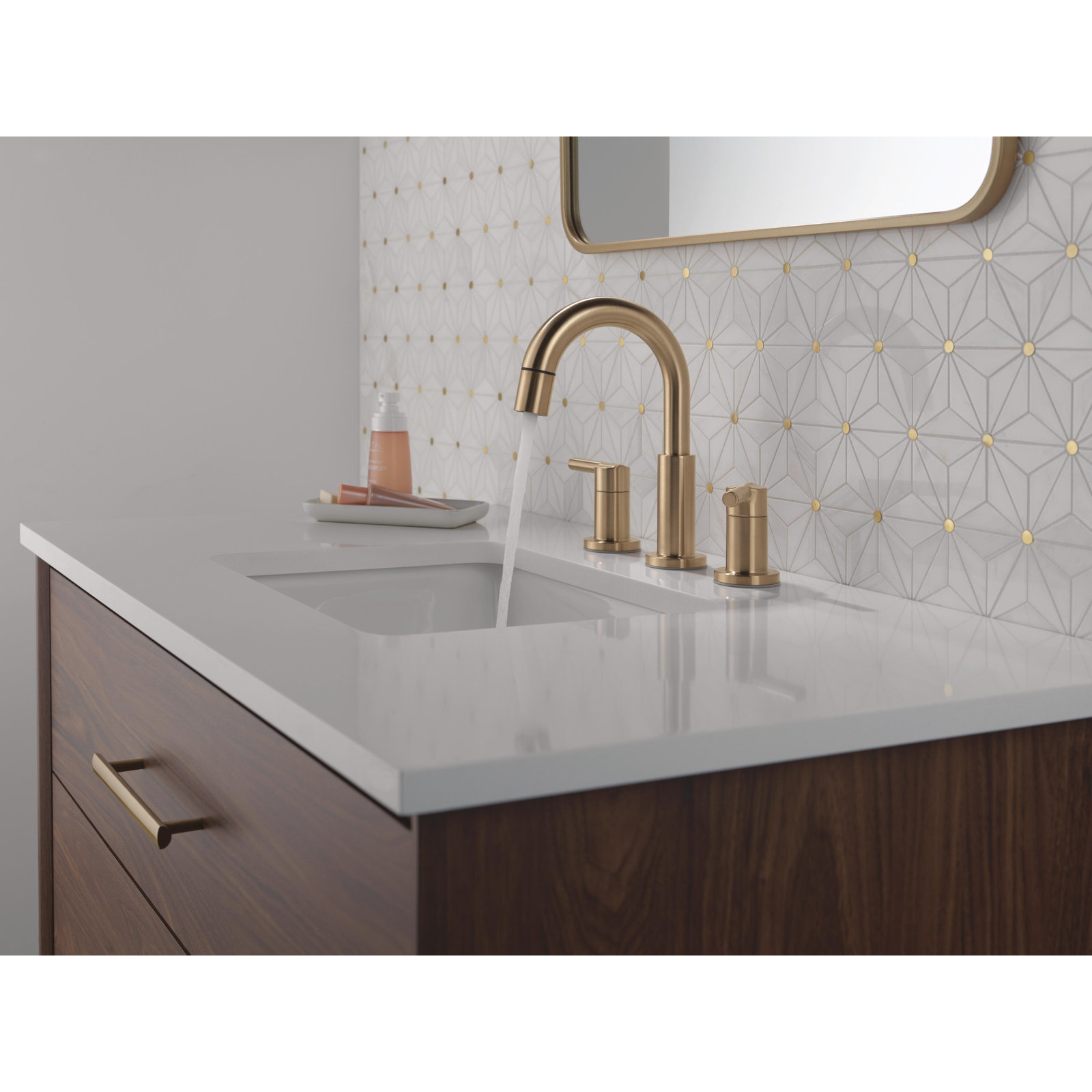 Nicoli Pull-Down Widespread Bathroom Faucet, Champagne Bronze