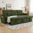 Modern Chenille L-Shape Sectional Sofa with Pull-Out Bed, Retractable Table & LED Lighting, 3-Seater Modular Sleeper Sofa with USB Charging Ports and Cup Holders-431235611