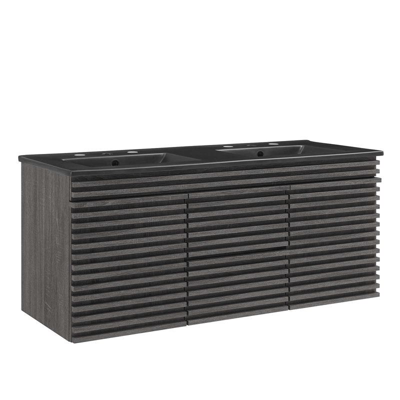Meuble-lavabo mural 48 po Modway Render, Gris anthracite, Noir