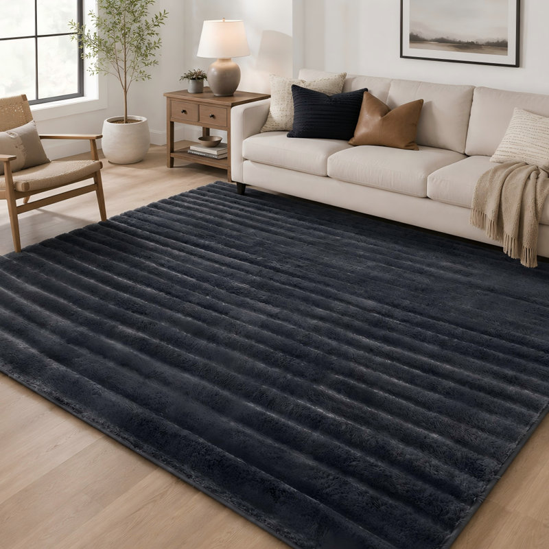 Tapis texturé texturé antidérapant Bungalow Rose, Rectangle 6 pi x 9 pi