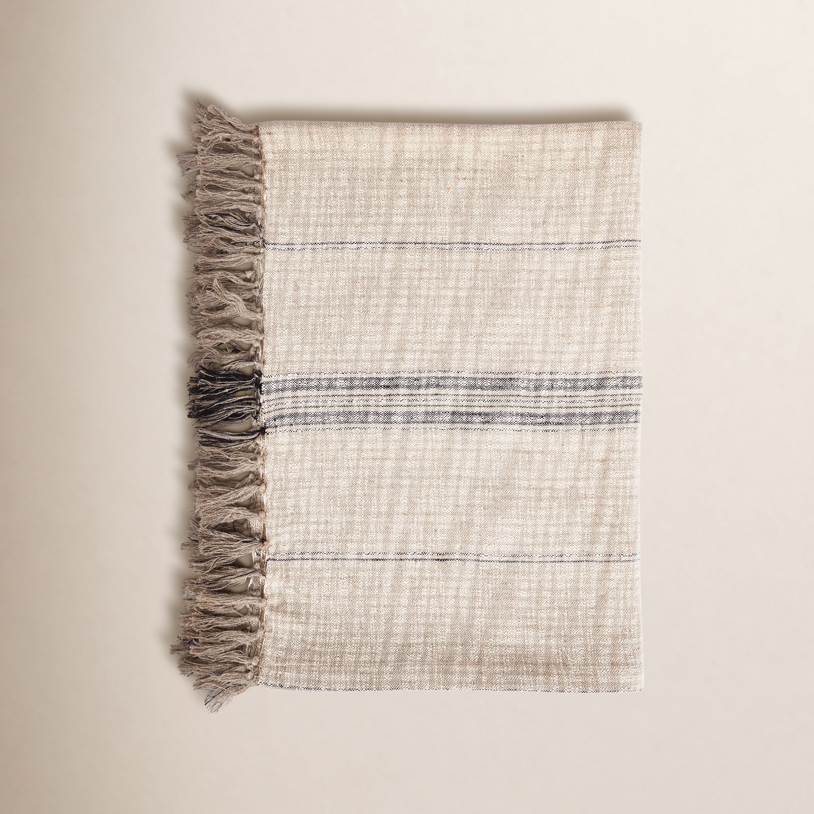 Ria Woven Throw, Natural/Black