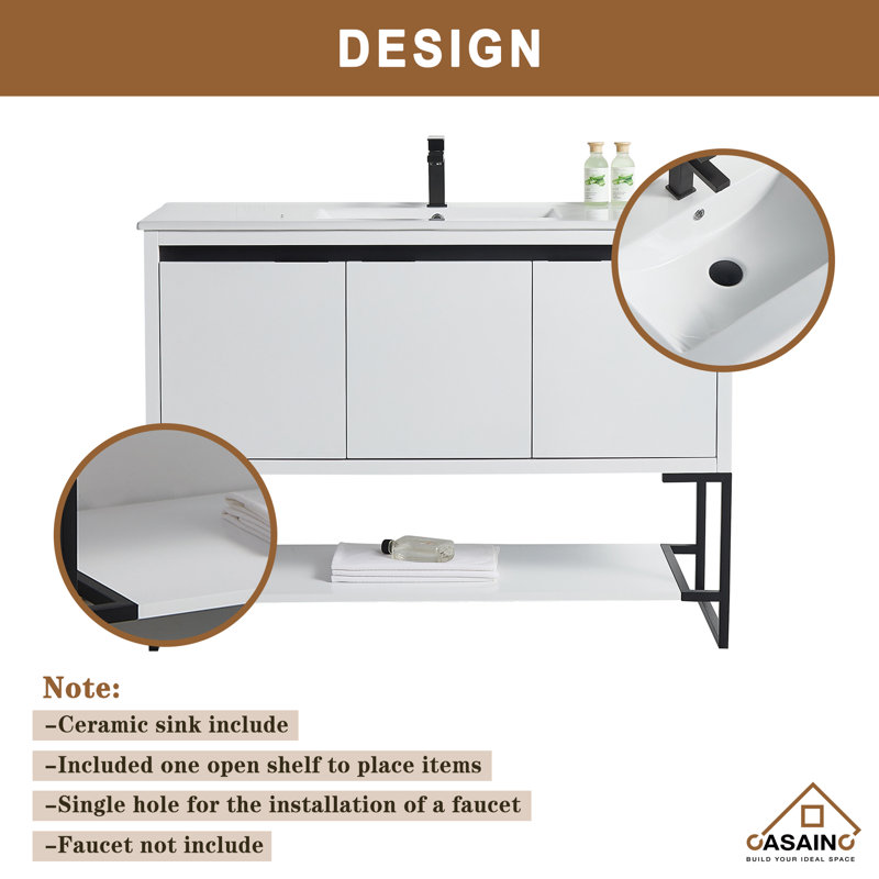 Ensemble de meuble-lavabo simple 48 po Chasteline, Blanc mat