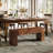 Solid Wood Dining Bench with Sturdy Legs, 47.24-Inch Farmhouse Entryway Bench Indoor for Hallway, Kitchen, Dining Room, Living Room, Brown