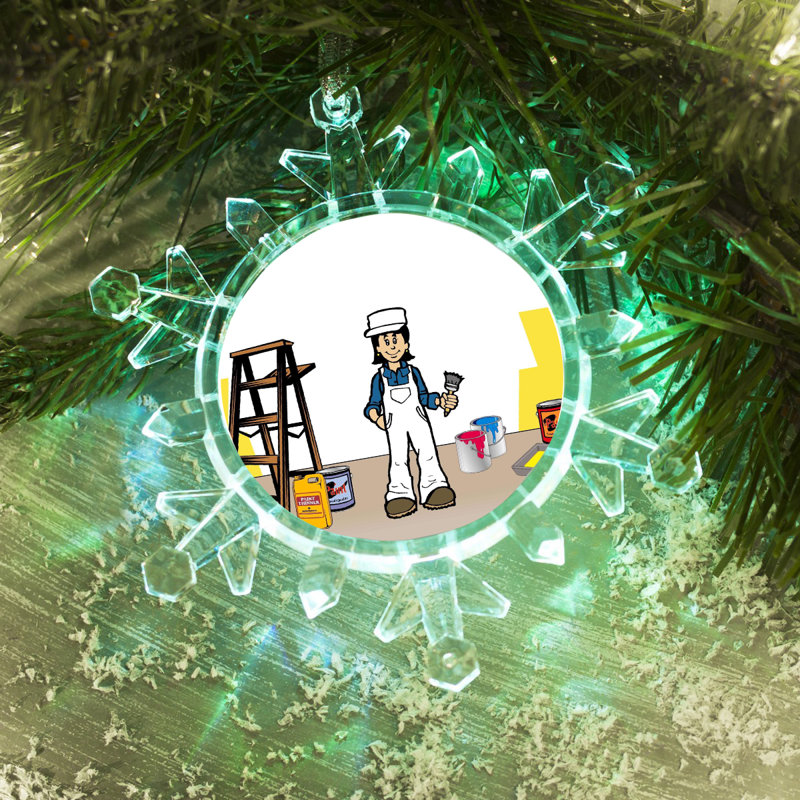 Ornement de Noël personnalisé en forme de flocon de neige à DEL, Oui