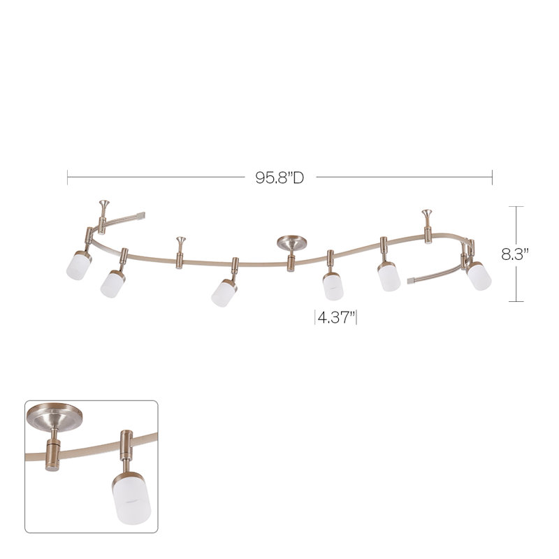 Flex Track 6-Light LED Track, Brushed Nickel, White