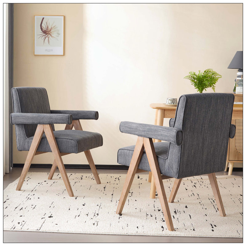Fauteuil rembourré en tissu Poppy idéal pour la salle à manger à la maison, Gris foncé