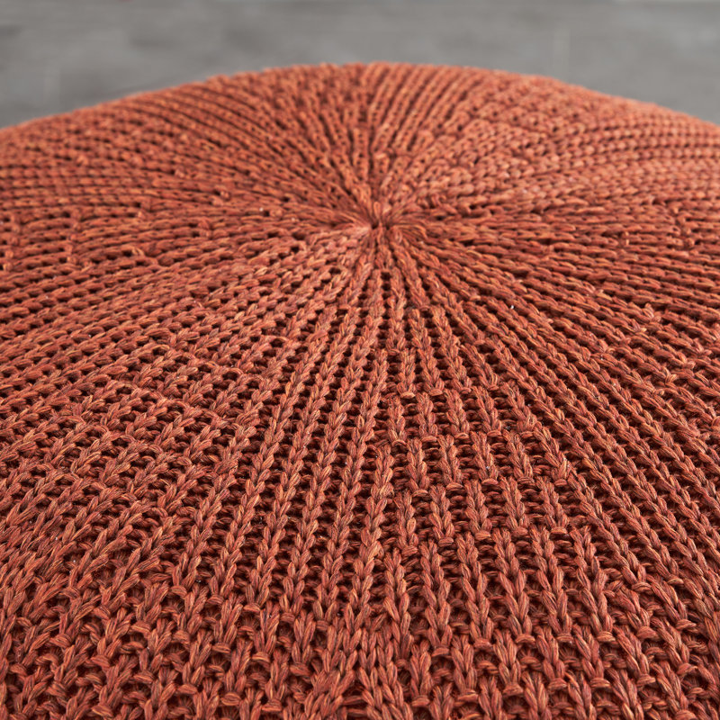 Almanda Upholstered Pouf, Red Polypropylene/Olefin