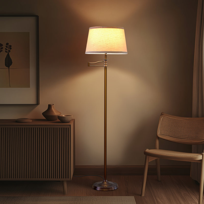 Caden Bronze 62" Extendable LED Floor Lamp with Fabric Shade