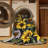 Machine Washable Botanical Brown Area Rug