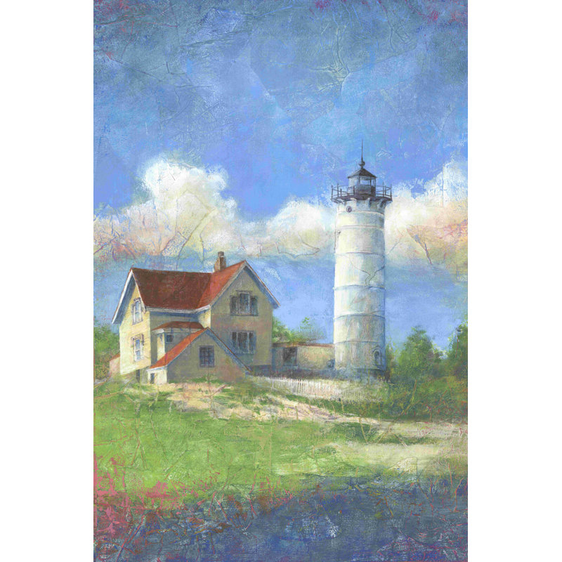 " Lighthouse Coastal Paint " Painting Print, 12" H x 8" W  