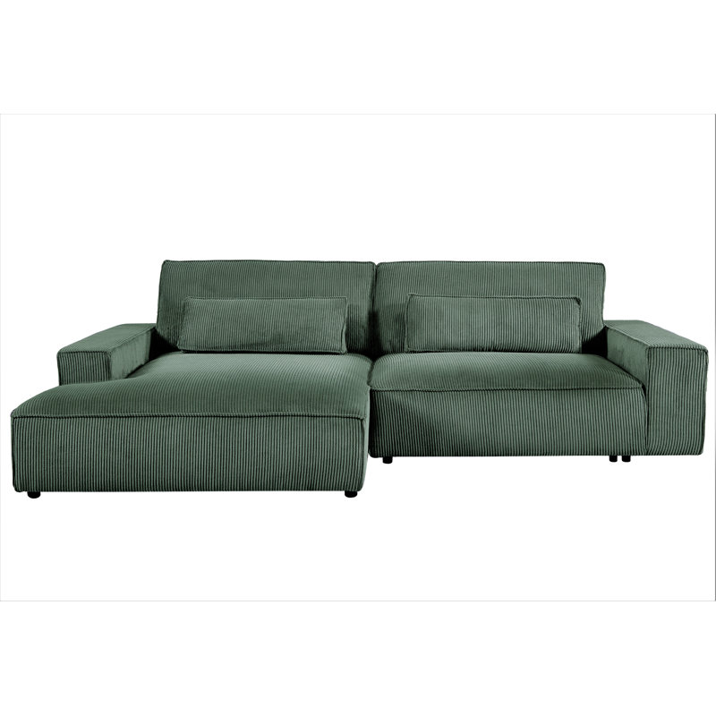 Corduroy L-Shaped Sectional, Dark Gray Corduroy, Left Hand Facing