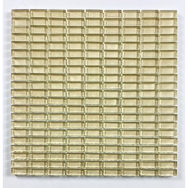 Carrelage mural de cuisine et de salle de bain décoratif empilé en verre lustré pressé Epiphany 0,5 po x 1,25 po, Beige
