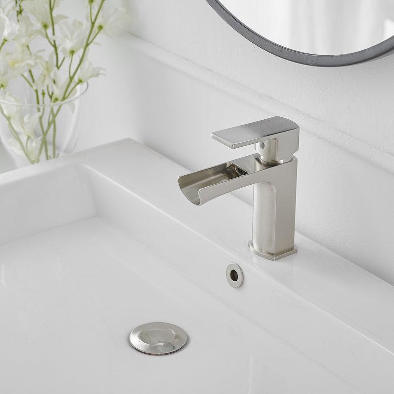 Single-Hole Single-handle Bathroom Faucet with Drain Assembly, Brushed Silver