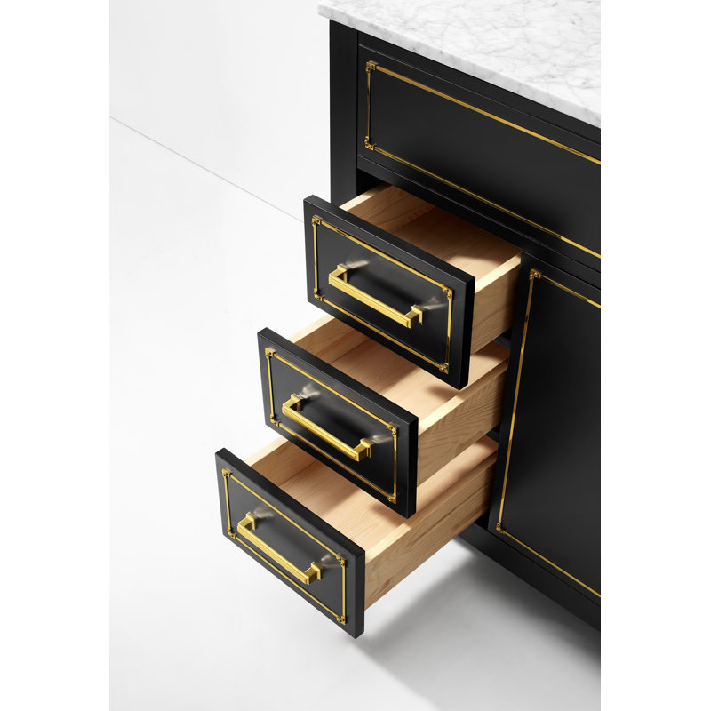 Aspen 60'' W Double Vanity, Black Onyx, Gold
