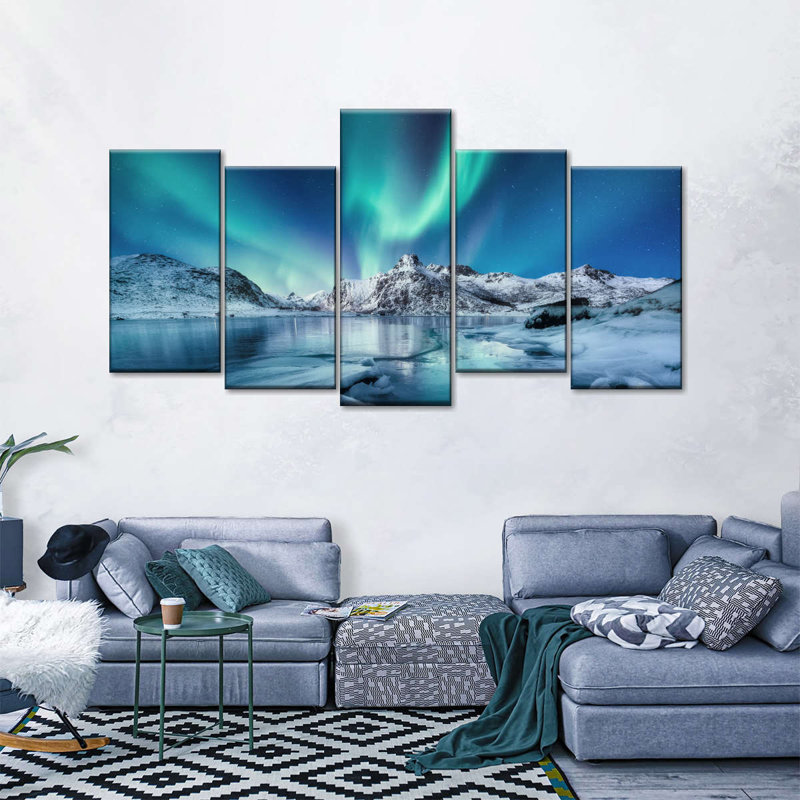 Radiant Northern Lights, reproduction d'art sur toile, H 24 po x l 49 po x P 1,25 po