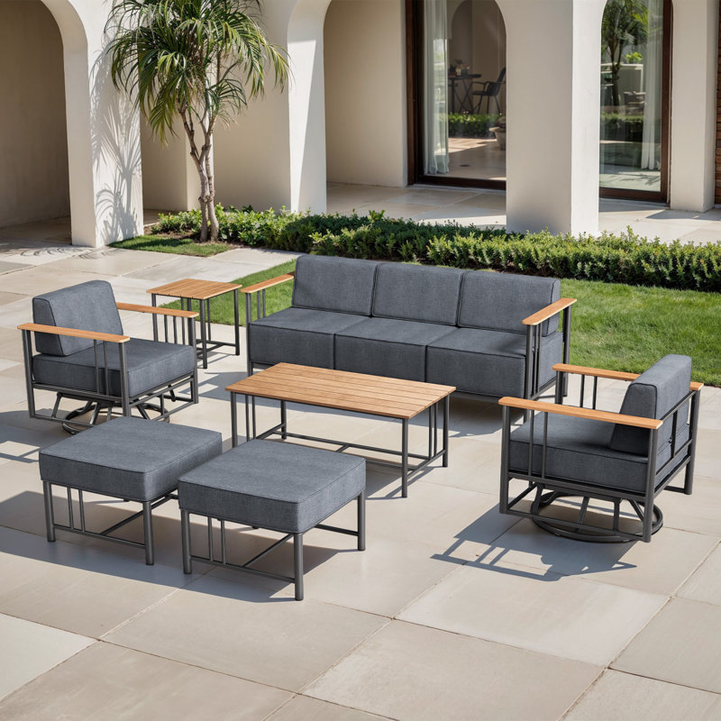 Coan Archlebov 5-7 Person Outdoor Patio Conversation Set Seating Group With Coffee Table And Ottoman