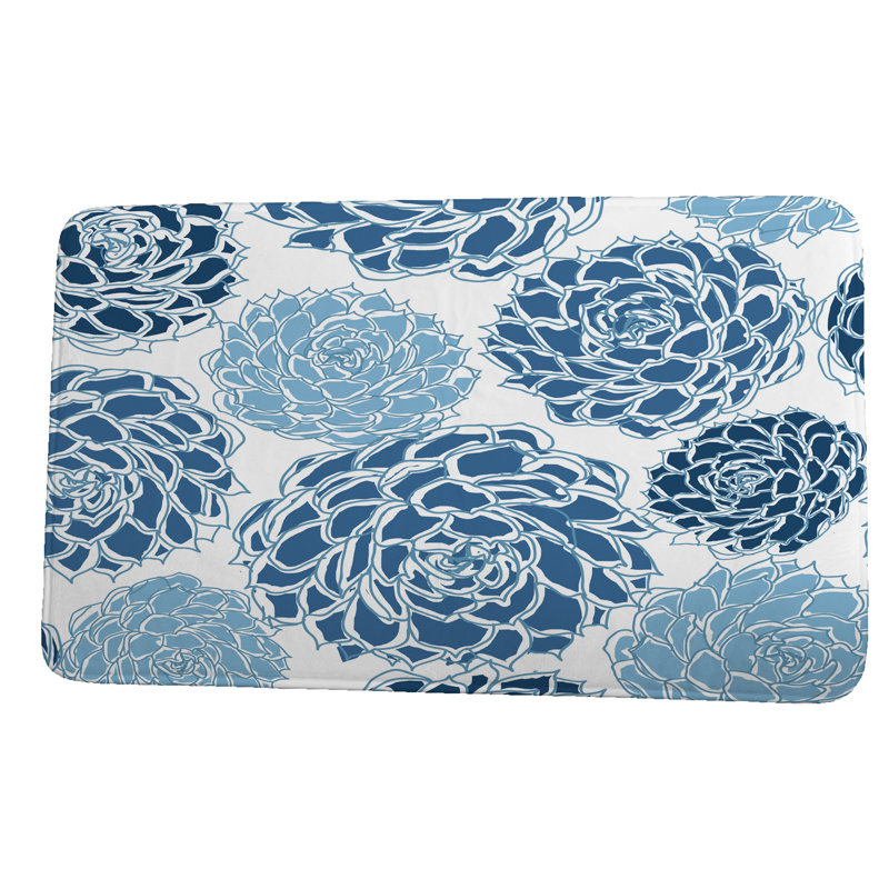Memory Foam Non-Slip Bath Mat, 17" W x 24" L, Blue