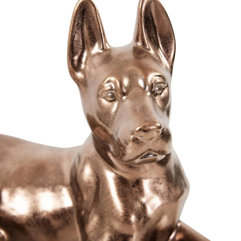 Tashenna Antique Brass Ceramic Shepard Sculpture
