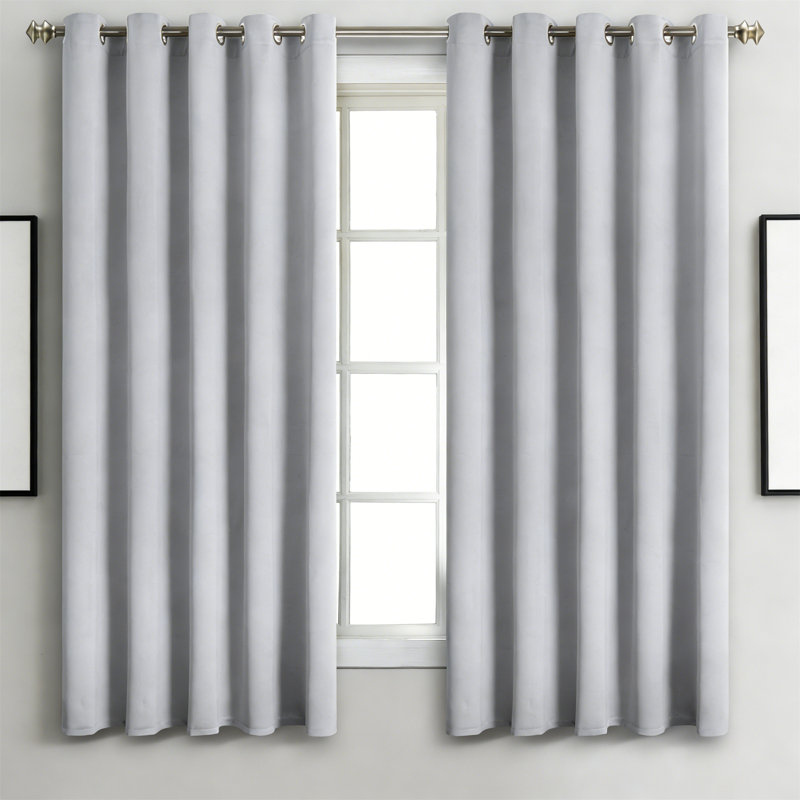 Wide Blackout Thermal Insulated Curtains 2 Panels, 70X63 Inch, Light Grey, Gray