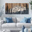 Paysage de montagne avec pin, art mural sur toile, impression de grain de bois rustique (ensemble de 3)-182098030