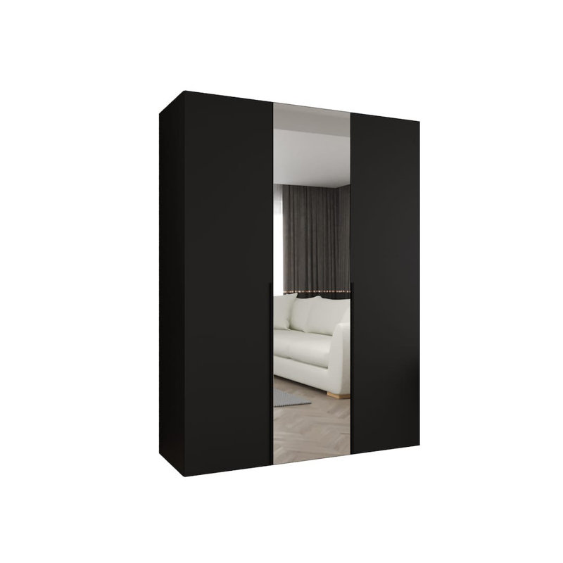 Blina 3 Door Manufactured Wood Wardrobe, Black