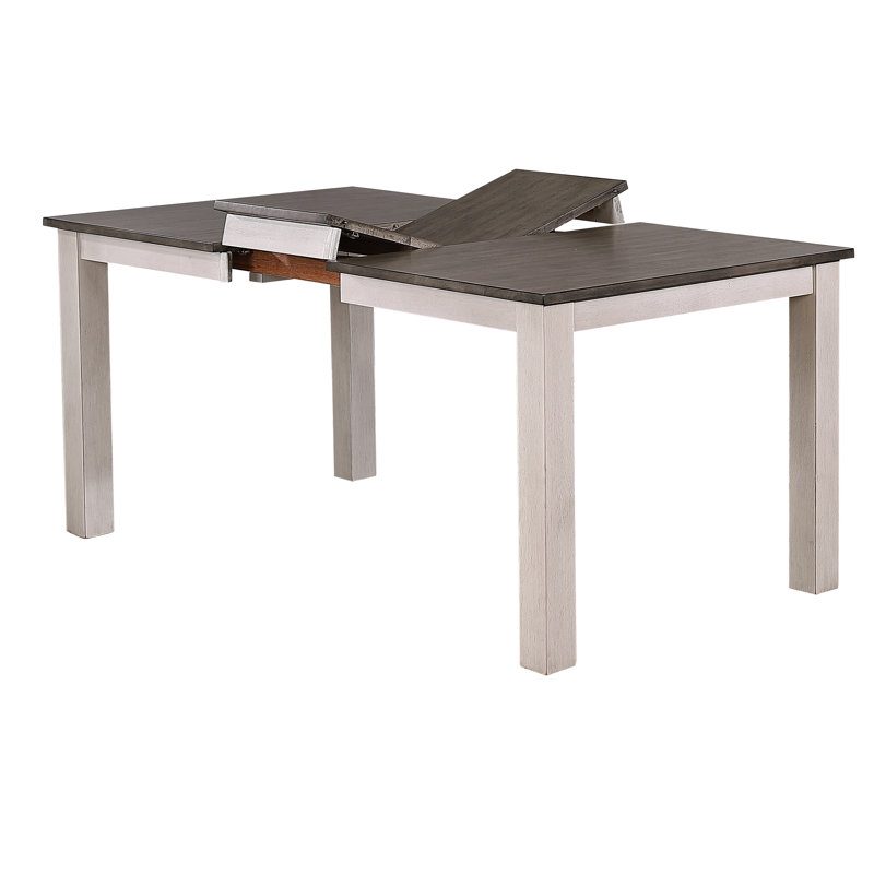 7-Piece Rectangle Solid Wood Dining Set With Butterfly Leaf In White & Grey (seats 4-6 people)