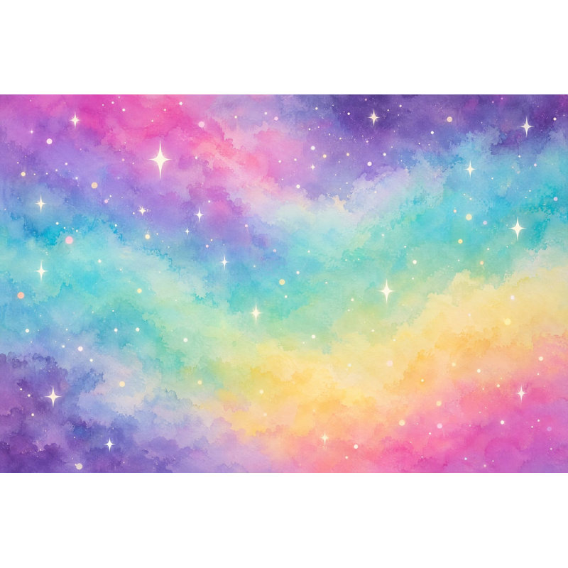 Papier peint mural effet aquarelle à motifs de nuages ​​galaxie pastel, 200 po x 120 po, Non tissé