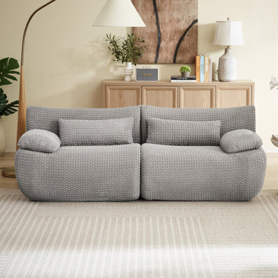 Modulaire moderne à 2 places sans nuage, velours côtelé gris, pour le salon, confort, sans assemblage, utilisation instantanée, velours côtelé multifonctionnel, assemblage pour invités