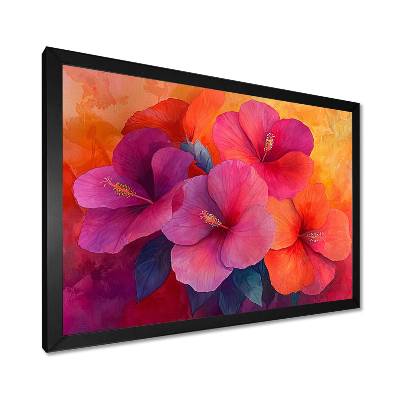 Hibiscus Vivid Hues, Reproduction encadrée d'une seule photo, H 30 po x l 40 po, Noir, noir, noir, noir