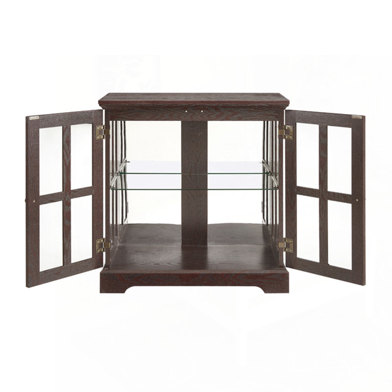 Exquisite Retro Display Cabinet with Adjustable Shelves and Lattice Doors