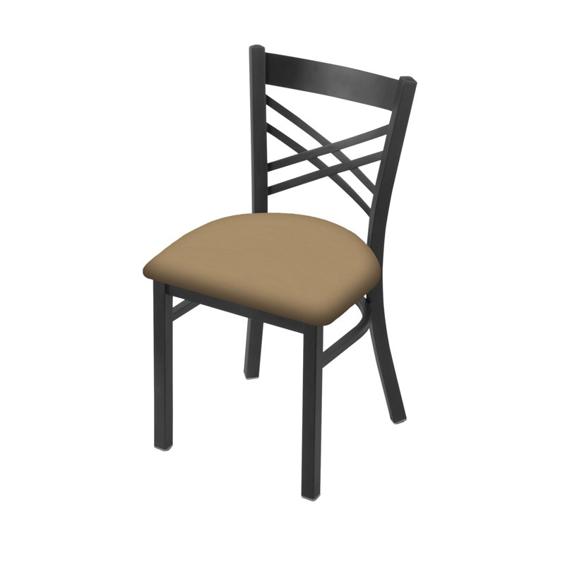 Catalina 18'' H Upholstered Metal Side Chair, Pewter, Vinyl-Canter Sand