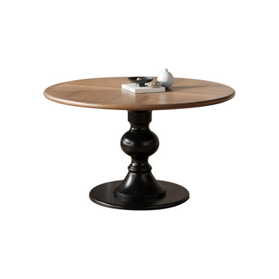 Walnut&Black Round Solid Wood Dining table
