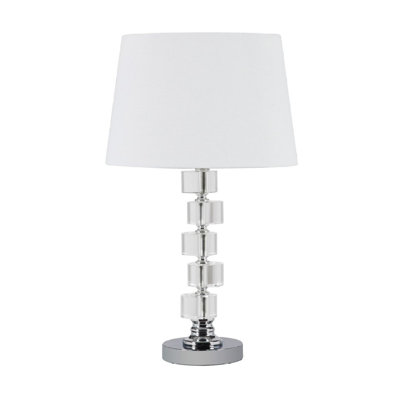 Lampe de table en métal « Adelaine », 20 pouces, composée de sphères cubiques empilées en cristal blanc