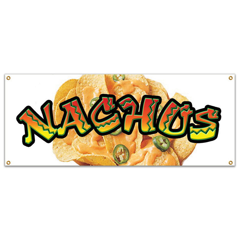 Vinyle 13 oz avec œillets Nachos Banner, H 18 po x l 48 po x 0,1 po