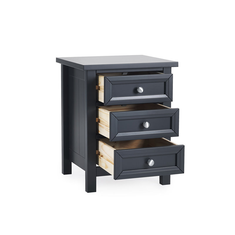 Jarin 48cm W Manufactured Wood Bedside Table, Black
