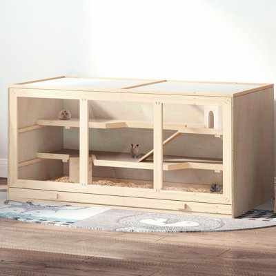 Extra Large Hamster Cage In Wood - 1000 Sq Inches For Hamsters, And Other Small Animals, Innovative Design Wooden Enclosure. Spacious Pets. Materials. Easy To Maintain. 44.25" Platform Size