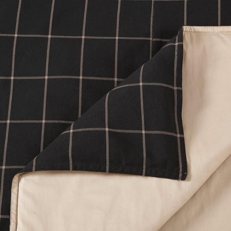 Twin Black Cotton Reversible Bedding Set
