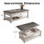 Table basse à plateau relevable rétro avec compartiment caché et tablette inférieure pour le salon-129222884