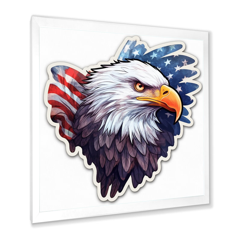 American Bald Eagle - Reproduction d'art sur toile, Cadre simple blanc, H 30 po x l 30 po x P 1 po