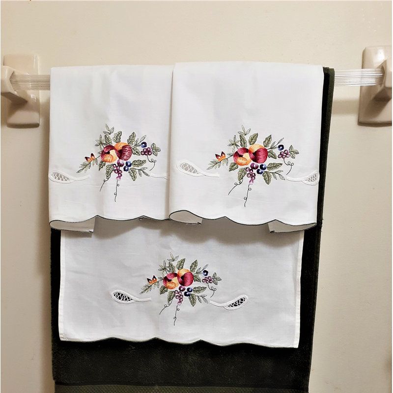 Ensemble de serviettes brodées 100% coton 3 pièces