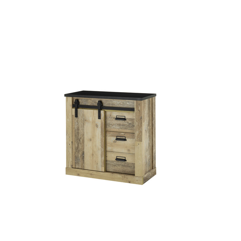 Jackeline 1 - Door Standard Accent Cabinet, Natural/Black