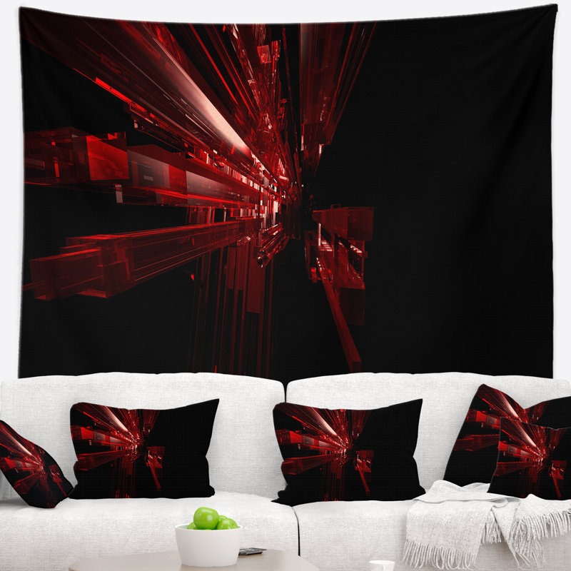 Tapisserie en arrière-plan abstrait en cristal rouge 3d, H 78 po x l 92 po